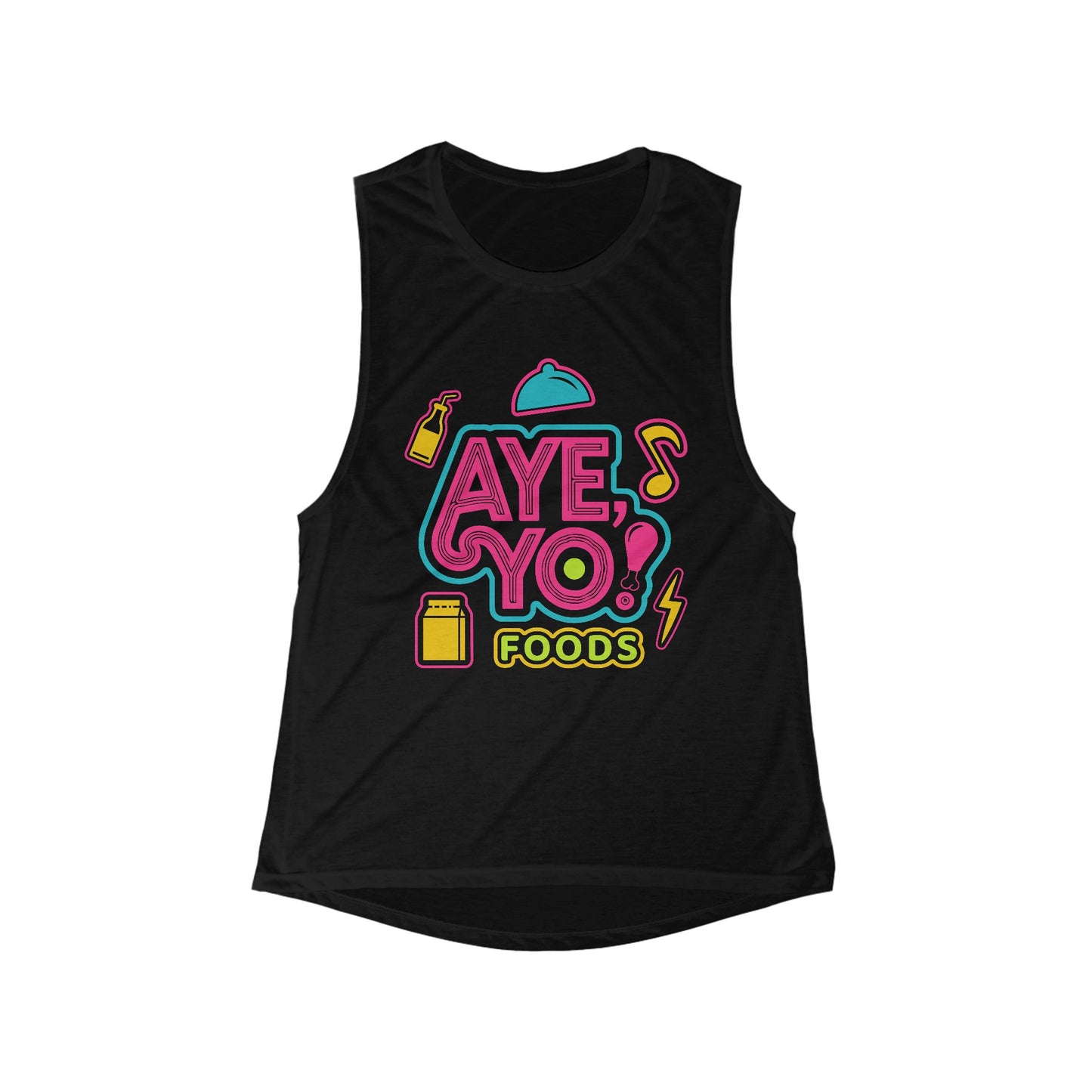 Vibrant Women's Flowy Tank Top, Fun Graphic Tee for Festivals, Casual Wear, Summer Outfits, Gift for Food Lovers